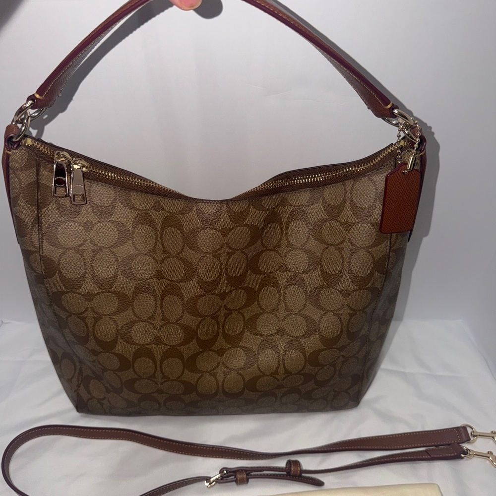 Coach Tan and Brown Signature Shoulder Bag - Picture 6 of 8